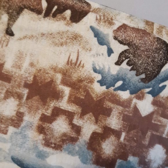 NEW Western Flannel Bear Fish Wild Wyoming print Shoulder Handbag Purse Satchel - Picture 6 of 9